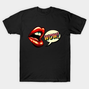 Vintage Vibes: Bold Lips and 'WOW!' T-Shirt